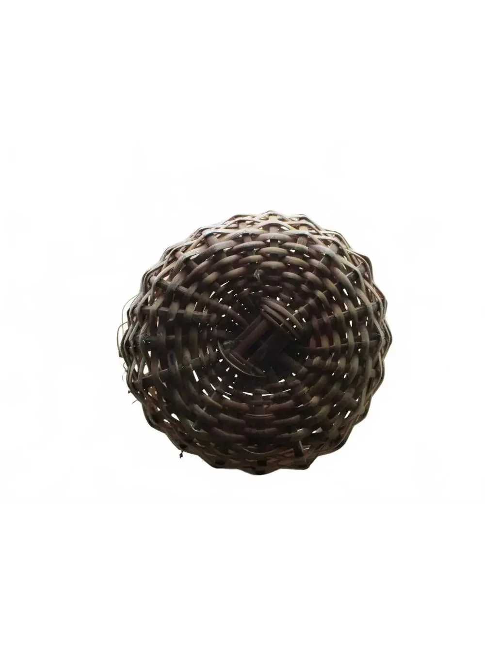 Vintage Woven Willow Basket Handle Pot Belly Handwoven Rattan Storage Bin